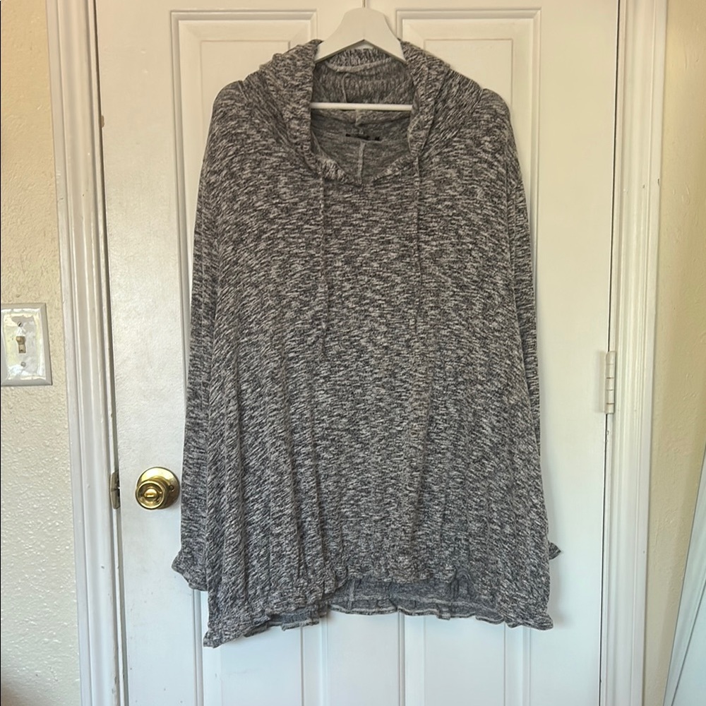 Lane Bryant Heather Gray Marled Hoodie w/ruffled edges